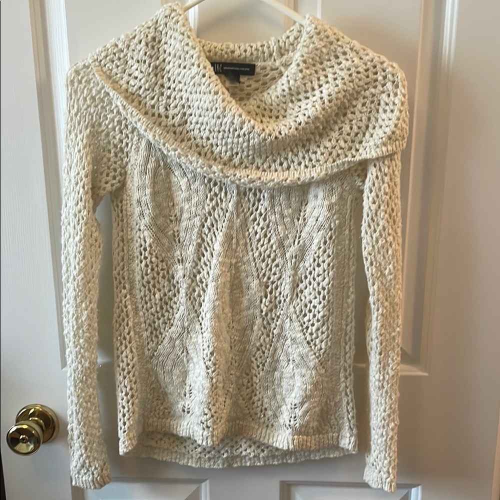 Women's Cream Sweater with metallic thread. XS. Very nice